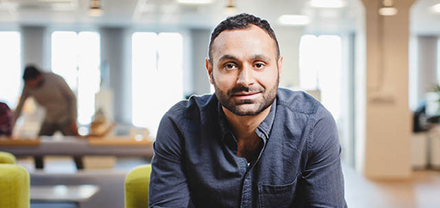 Man sitting in office chair